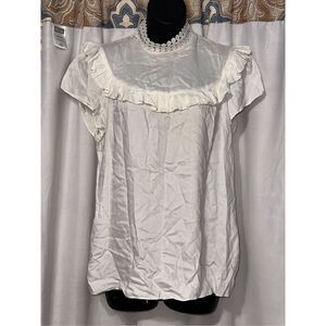 GREAT CONDITION Sandro Women's Cream and White Blouse size 2 retails $145